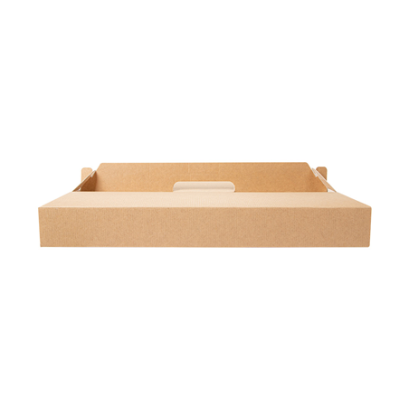 BOÎTES AVEC ANSE 'THEPACK' 330 G/M2 32x32x3,8 CM NATUREL CARTON ONDULÉ MICROCANAL (100 UNITÉ)