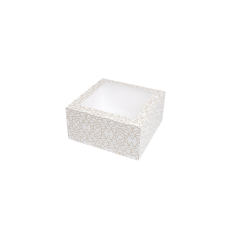 BOÎTES PÂTISSERIES AVEC FENÊTRE 'THEPACK DECO' 250 G/M2 + OPP 24x24x12 CM BLANC CARTON ONDULÉ NANO-MICRO (50 UNITÉ)