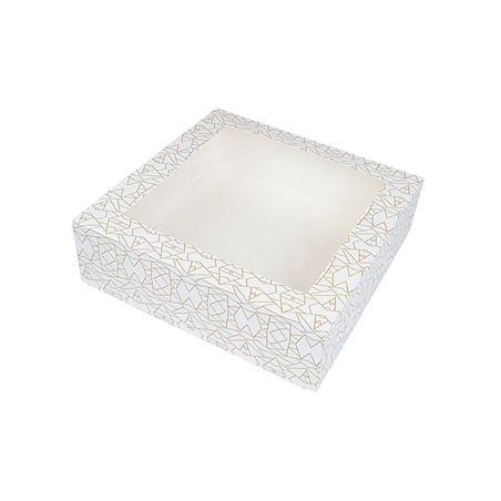 Image BOÎTES PÂTISSERIES AVEC FENÊTRE 'THEPACK DECO' 250 G/M2 + OPP 32x32x10 CM BLANC CARTON ONDULÉ NANO-MICRO (100 UNITÉ) #1