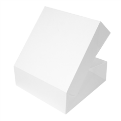 BOÎTES PATISSERIES SANS FENÊTRE 'THEPACK DECO' 250 G/M2 28x28x10 CM BLANC CARTON ONDULÉ NANO-MICRO (50 UNITÉ)