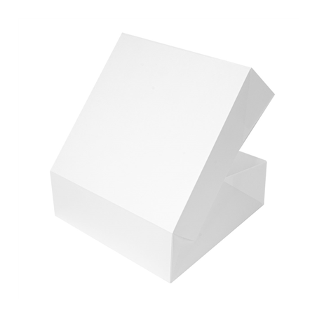 BOÎTES PATISSERIES SANS FENÊTRE 'THEPACK DECO' 250 G/M2 28x28x10 CM BLANC CARTON ONDULÉ NANO-MICRO (50 UNITÉ)