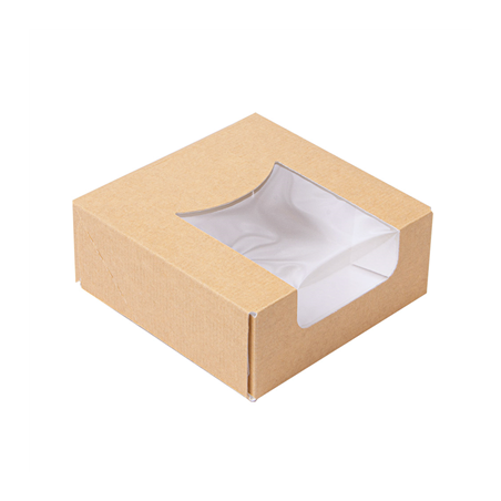 Image RÉCIPIENTS SUSHI+FÊNETRE 'THEPACK' 220 G/M2 + OPP 10x10x4 CM MARRON CARTON ONDULÉ NANO-MICRO (400 UNITÉ) #1