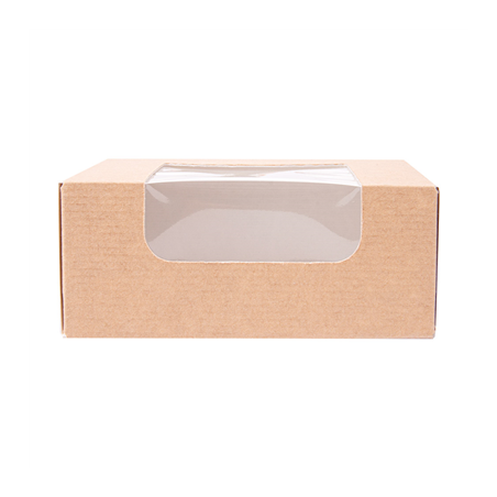 RÉCIPIENTS SUSHI+FÊNETRE 'THEPACK' 220 G/M2 + OPP 10x10x4 CM MARRON CARTON ONDULÉ NANO-MICRO (400 UNITÉ)