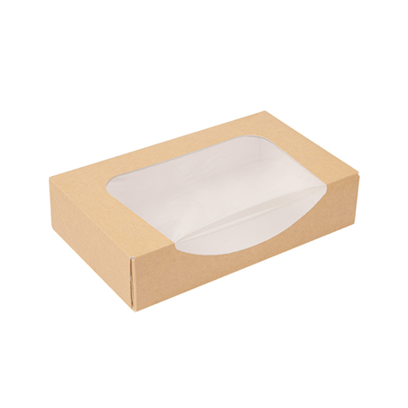 Image RÉCIPIENTS SUSHI+FÊNETRE 'THEPACK' 220 G/M2 + OPP 19,7x12x4,5 CM MARRON CARTON ONDULÉ NANO-MICRO (400 UNITÉ) #1