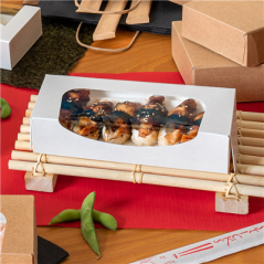 Image RÉCIPIENTS SUSHI+FÊNETRE 'THEPACK' 230 G/M2 + OPP 19,7x9x4,5 CM BLANC CARTON ONDULÉ NANO-MICRO (400 UNITÉ) #5