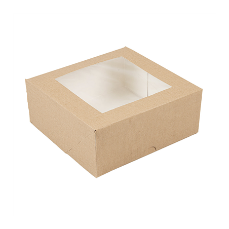 Image BOÎTES PATISSERIES AVEC FENÊTRE 'THEPACK' 240 G/M2 + OPP 18x18x7,5 CM NATUREL CARTON ONDULÉ NANO-MICRO (200 UNITÉ) #1