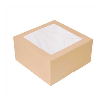 Image BOÎTES PÂTISSERIES AVEC FENÊTRE 'THEPACK' 240 G/M2 + OPP 24x24x12 CM NATUREL CARTON ONDULÉ NANO-MICRO (100 UNITÉ) #1