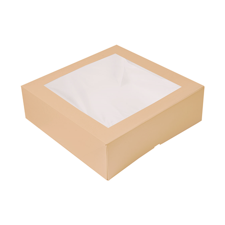 Image BOÎTES PÂTISSERIES AVEC FENÊTRE 'THEPACK' 240 G/M2 + OPP 32x32x10 CM NATUREL CARTON ONDULÉ NANO-MICRO (100 UNITÉ) #1