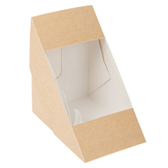 Image BOÎTES SANDWICH AVEC FENÊTRE - TRIPLE 'THEPACK' 220 G/M2 + OPP 12,4x12,4x8,3 CM NATUREL CARTON ONDULÉ NANO-MICRO (500 UNIT