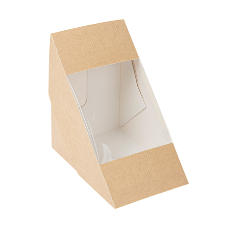 Image BOÎTES SANDWICH AVEC FENÊTRE - TRIPLE 'THEPACK' 220 G/M2 + OPP 12,4x12,4x8,3 CM NATUREL CARTON ONDULÉ NANO-MICRO (500 UNIT
