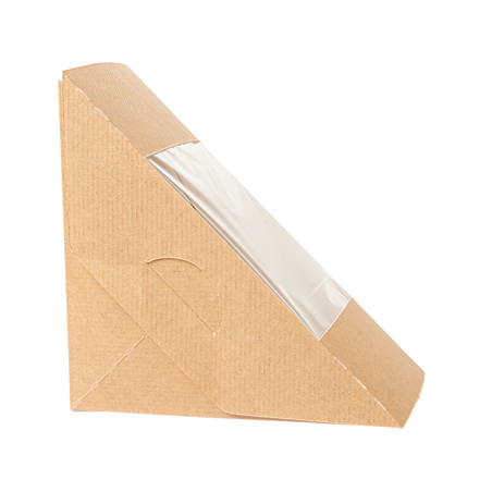 BOÎTES SANDWICH AVEC FENÊTRE - TRIPLE 'THEPACK' 220 G/M2 + OPP 12,4x12,4x8,3 CM NATUREL CARTON ONDULÉ NANO-MICRO (500 UNITÉ)
