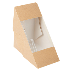 Image BOÎTES SANDWICH AVEC FENÊTRE - DOBLE 'THEPACK' 220 G/M2 + OPP 12,4x12,4x7,5 CM NATUREL CARTON ONDULÉ NANO-MICRO (500 UNITÉ