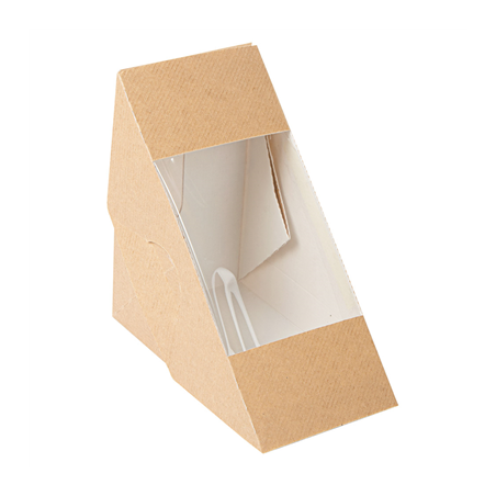 Image BOÎTES SANDWICH AVEC FENÊTRE - DOBLE 'THEPACK' 220 G/M2 + OPP 12,4x12,4x7,5 CM NATUREL CARTON ONDULÉ NANO-MICRO (500 UNITÉ