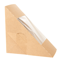 BOÎTES SANDWICH AVEC FENÊTRE - DOBLE 'THEPACK' 220 G/M2 + OPP 12,4x12,4x7,5 CM NATUREL CARTON ONDULÉ NANO-MICRO (500 UNITÉ)