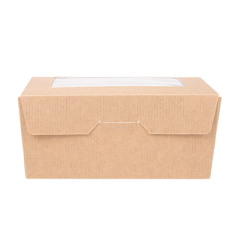BOÎTES AVEC FENÊTRE 'THEPACK' 500 ML 220 G/M2 + OPP 8,5x12x5,5 CM NATUREL CARTON ONDULÉ NANO-MICRO (400 UNITÉ)