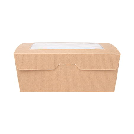 BOÎTES AVEC FENÊTRE 'THEPACK' 1350 ML 220 G/M2 + OPP 15,3x12,1x6,4 CM NATUREL CARTON ONDULÉ NANO-MICRO (200 UNITÉ)