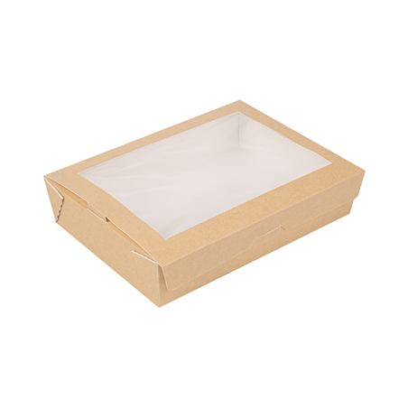Image BOÎTES AVEC FENÊTRE 'THEPACK' 1470 ML 220 G/M2 + OPP 19,8x14x4,8 CM NATUREL CARTON ONDULÉ NANO-MICRO (200 UNITÉ) #1