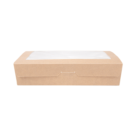 BOÎTES AVEC FENÊTRE 'THEPACK' 1470 ML 220 G/M2 + OPP 19,8x14x4,8 CM NATUREL CARTON ONDULÉ NANO-MICRO (200 UNITÉ)