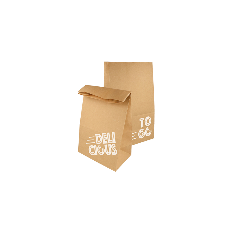 SACS SOS SANS ANSES - DELICIOUS TO GO  48 G/M2 22+12x31 CM NATUREL KRAFT (500 UNITÉ)