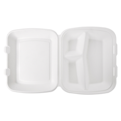 Image COQUILLES 3 COMPART. 'BIONIC' 950 ML 23x18x7,3 CM BLANC BAGASSE (200 UNITÉ) #4