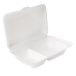 Image COQUILLES 2 COMPART. 'BIONIC' 940 ML 25,5x16,5x7 CM BLANC BAGASSE (250 UNITÉ) #1