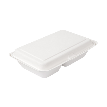 COQUILLES 2 COMPART. 'BIONIC' 940 ML 25,5x16,5x7 CM BLANC BAGASSE (250 UNITÉ)