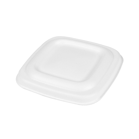Image COUVERCLES POUR POTS 253.86/88/90 'BIONIC'  8x8x0,8 CM BLANC BAGASSE (600 UNITÉ) #1