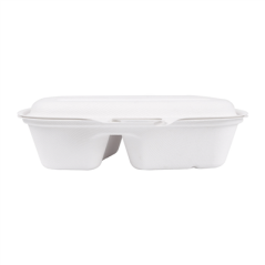 Image COQUILLES 2 COMPART. 'BIONIC' 900 ML 22,4x14x6 CM BLANC BAGASSE (400 UNITÉ) #3