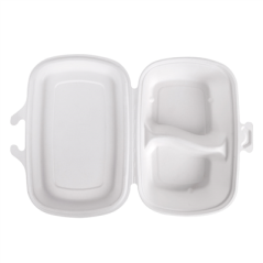 Image COQUILLES 2 COMPART. 'BIONIC' 900 ML 22,4x14x6 CM BLANC BAGASSE (400 UNITÉ) #4