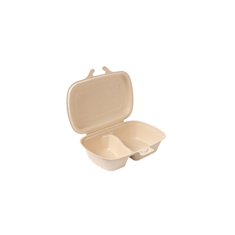 COQUILLES 2 COMPART. 'BIONIC' 900 ML 22,4x14x6 CM NATUREL BAGASSE (400 UNITÉ)