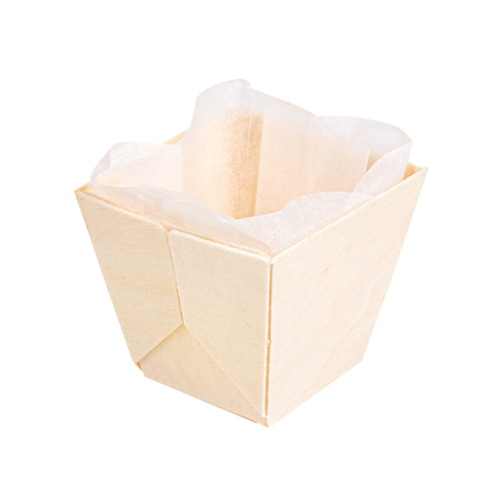 Image BARQUETTES BOIS + MOULES SILICONÉS 50 ML 5x5x4,5 CM NATUREL BOIS (300 UNITÉ) #1