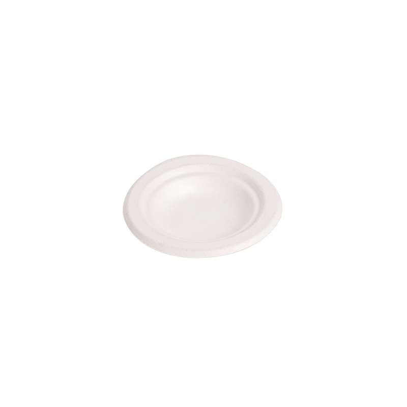 ASSIETTES 'BIONIC'  Ø9,5x1,5 CM BLANC BAGASSE (1000 UNITÉ)