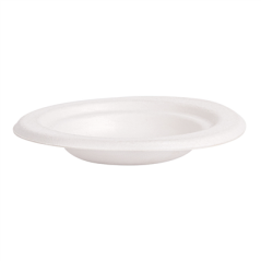 ASSIETTES 'BIONIC'  Ø9,5x1,5 CM BLANC BAGASSE (1000 UNITÉ)