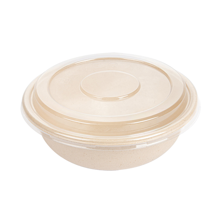 Image COMBO SALADIERS+COUVERCLES 'BIONIC' 750 ML Ø 17,5x7,8 CM NATUREL BAGASSE (200 UNITÉ) #1