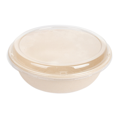 Image COMBO SALADIERS+COUVERCLES 'BIONIC' 950 ML Ø 19x7,8 CM NATUREL BAGASSE (200 UNITÉ) #1