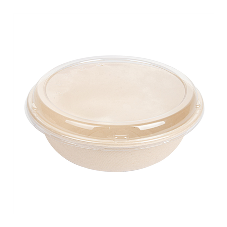 Image COMBO SALADIERS+COUVERCLES 'BIONIC' 950 ML Ø 19x7,8 CM NATUREL BAGASSE (200 UNITÉ) #1