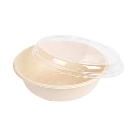COMBO SALADIERS+COUVERCLES 'BIONIC' 950 ML Ø 19x7,8 CM NATUREL BAGASSE (200 UNITÉ)