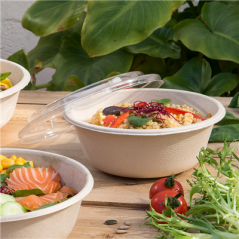 Image COMBO SALADIERS+COUVERCLES 'BIONIC' 950 ML Ø 19x7,8 CM NATUREL BAGASSE (200 UNITÉ) #3