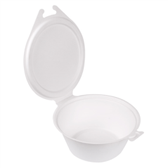 Image RÉCIPIENTS AVEC CHARNIERE 'BIONIC' 600 ML 18x13,5x5 CM BLANC BAGASSE (300 UNITÉ) #1