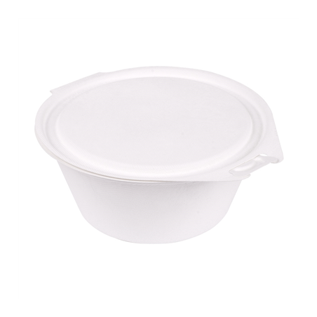 RÉCIPIENTS AVEC CHARNIERE 'BIONIC' 600 ML 18x13,5x5 CM BLANC BAGASSE (300 UNITÉ)