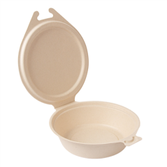 Image RÉCIPIENTS AVEC CHARNIERE 'BIONIC' 600 ML 18x13,5x5 CM NATUREL BAGASSE (300 UNITÉ) #1