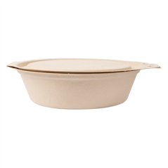 Image RÉCIPIENTS AVEC CHARNIERE 'BIONIC' 600 ML 18x13,5x5 CM NATUREL BAGASSE (300 UNITÉ) #3