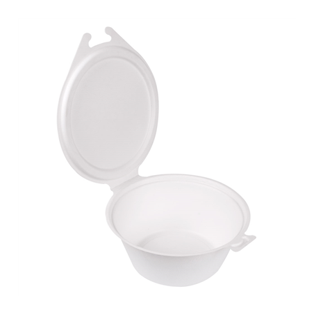 Image RÉCIPIENTS AVEC CHARNIERE 'BIONIC' 1300 ML 20x13,5x8 CM BLANC BAGASSE (300 UNITÉ) #1
