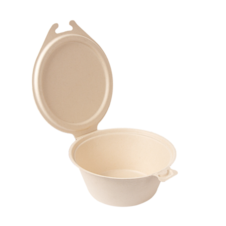 Image RÉCIPIENTS AVEC CHARNIERE 'BIONIC' 1300 ML 20x13,5x8 CM NATUREL BAGASSE (300 UNITÉ) #1