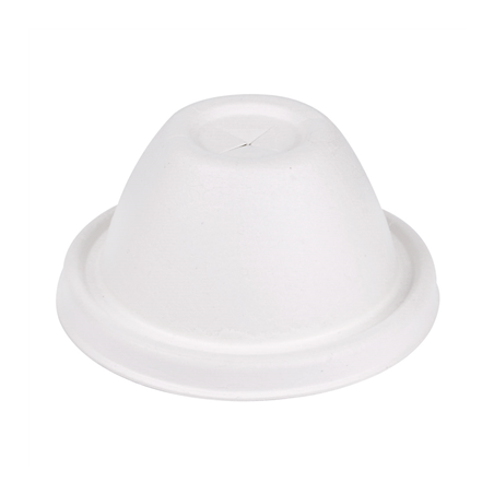 Image COUVERCLES HAUTS GOBELETS Ø9 CM 'BIONIC'  9x4,5 CM BLANC BAGASSE (1000 UNITÉ) #1