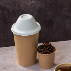 Image COUVERCLES HAUTS GOBELETS Ø9 CM 'BIONIC'  9x4,5 CM BLANC BAGASSE (1000 UNITÉ) #4