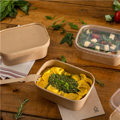 Image RÉCIPIENTS RECTANGULAIRES 500 ML 320 + 30 PE G/M2 17,3x12,3x4,1 CM NATUREL KRAFT (300 UNITÉ) #4