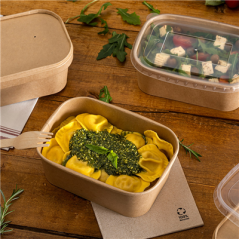 Image RÉCIPIENTS RECTANGULAIRES 750 ML 320 + 30 PE G/M2 17,3x12,3x5,7 CM NATUREL KRAFT (300 UNITÉ) #4