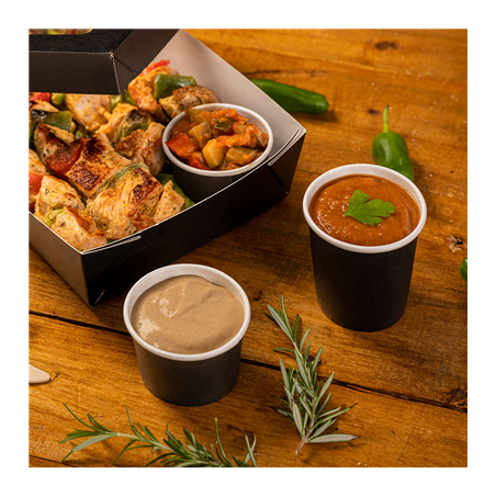 PETITS POTS 120 ML (4 oz) 210 + 18 PE G/M2 Ø6/4,5x6,5 CM NOIR CARTON (1000 UNITÉ)