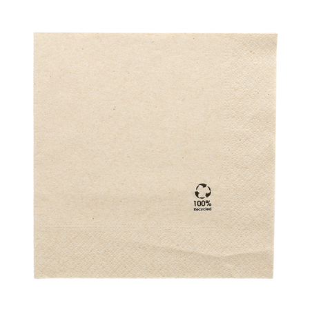 Image SERVIETTES ECOLABEL 2 PLIS 'PAPER PACK' 18 G/M2 33x33 CM NATUREL OUATE RECYCLÉE (2400 UNITÉ) #1